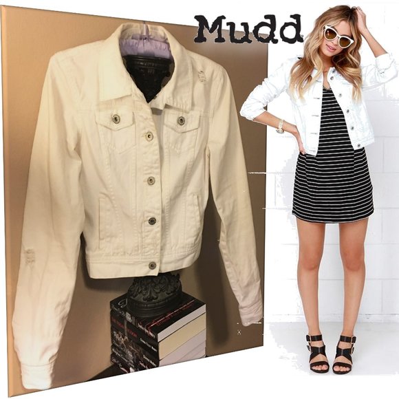 Mudd Other - MUDD Girls Distressed White Jean Jacket  MED